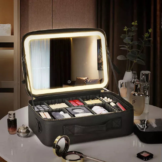 Borsa per trucco a specchio a LED